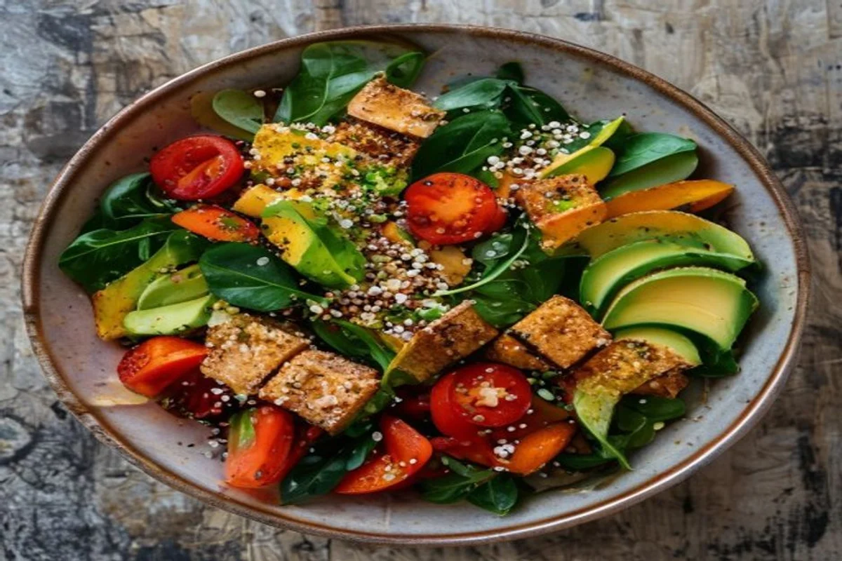 Buddha-Bowl mit Quinoa, Räuchertofu und Frühlingsgemüse